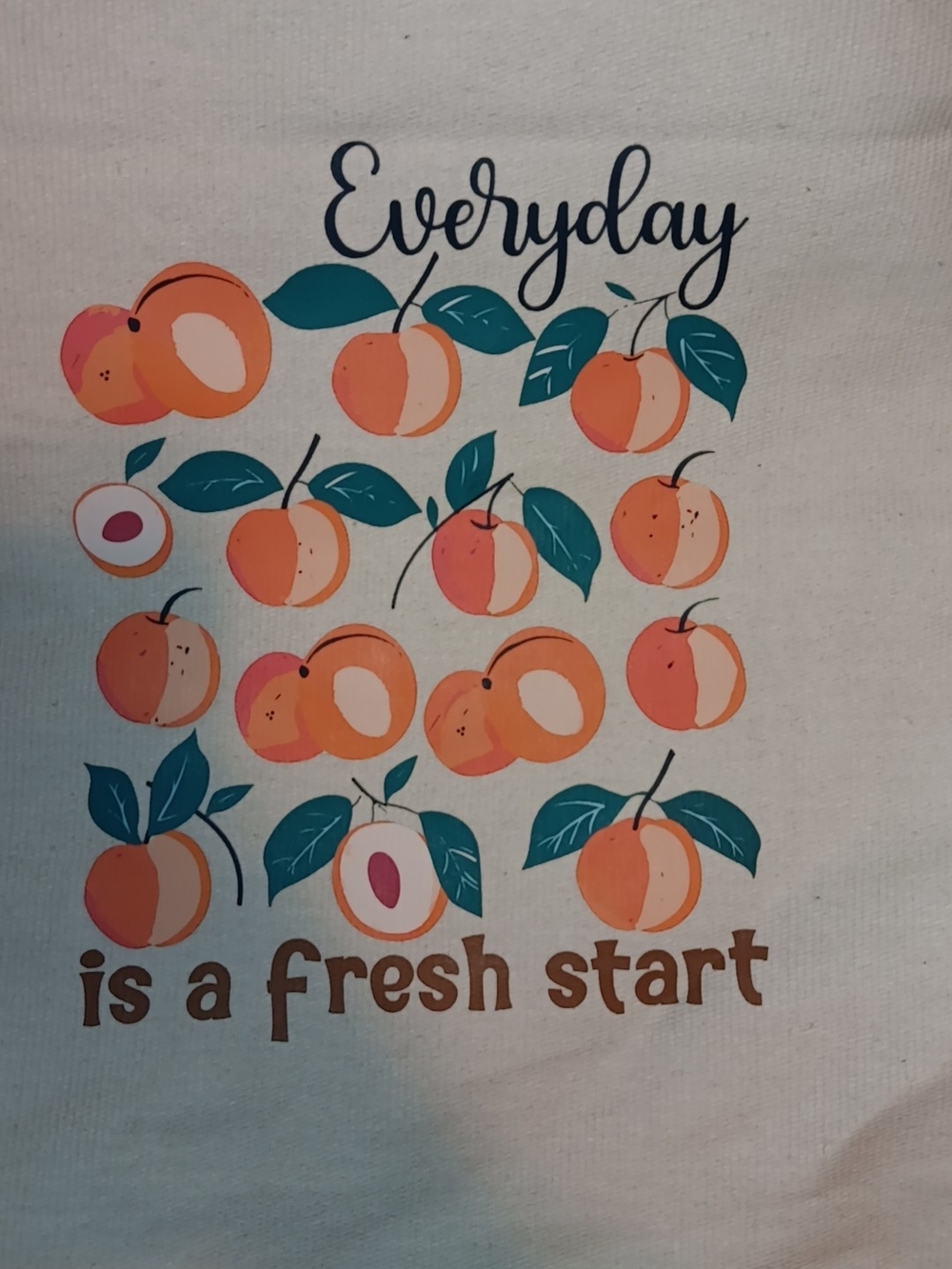 Canvas Women’s Tote Bag in Cream with Peach Print